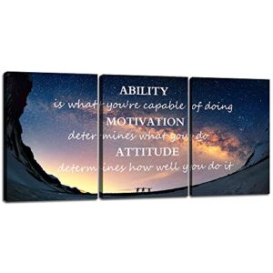 yetaryy motivational quotes canvas wall art inspirational ability motivation attitude saying words posters prints entrepreneur quote home office bedroom decor 3 panels ready to hang – 36″ w x 16″ h