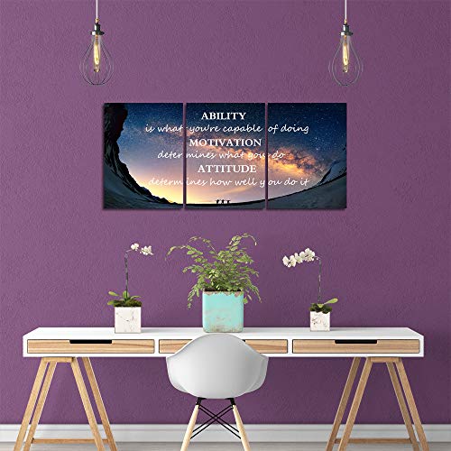 Yetaryy Motivational Quotes Canvas Wall Art Inspirational Ability Motivation Attitude Saying Words Posters Prints Entrepreneur Quote Home Office Bedroom Decor 3 Panels Ready to Hang - 36" W x 16" H