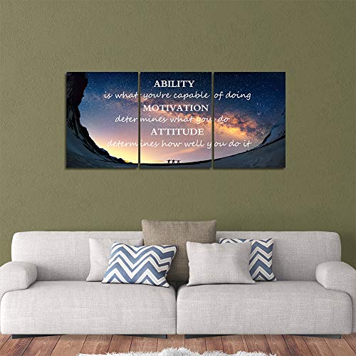 Yetaryy Motivational Quotes Canvas Wall Art Inspirational Ability Motivation Attitude Saying Words Posters Prints Entrepreneur Quote Home Office Bedroom Decor 3 Panels Ready to Hang - 36" W x 16" H