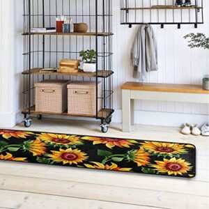 Sunflower Floral Kitchen Rugs Non-Slip Soft Doormats Bath Carpet Floor Runner Area Rugs for Home Dining Living Room Bedroom 72" X 24"