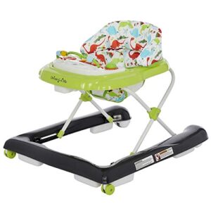 dream on me 2-in-1 ava baby walker, easy convertible baby walker, walk behind, height adjustable seat, added back support, detachable slate, green