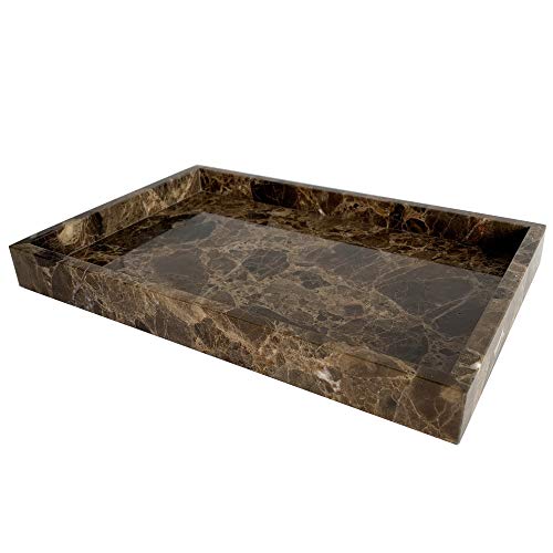 StonePlus Natural Marble Storage Vanity Tray, Cosmetics Jewelery Tray, Kitchen Organizer, Coffee Table Tray (Coffee Net, 11.8L x 7.87W x 1.18H)