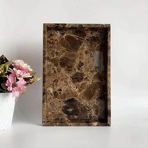 StonePlus Natural Marble Storage Vanity Tray, Cosmetics Jewelery Tray, Kitchen Organizer, Coffee Table Tray (Coffee Net, 11.8L x 7.87W x 1.18H)