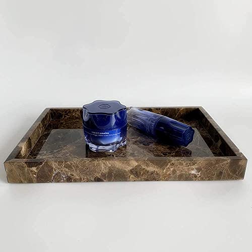 StonePlus Natural Marble Storage Vanity Tray, Cosmetics Jewelery Tray, Kitchen Organizer, Coffee Table Tray (Coffee Net, 11.8L x 7.87W x 1.18H)