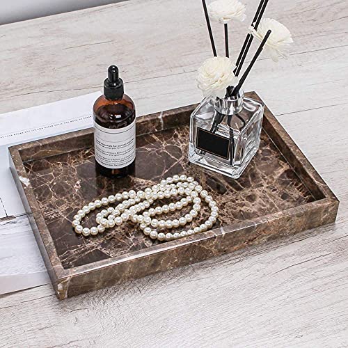 StonePlus Natural Marble Storage Vanity Tray, Cosmetics Jewelery Tray, Kitchen Organizer, Coffee Table Tray (Coffee Net, 11.8L x 7.87W x 1.18H)