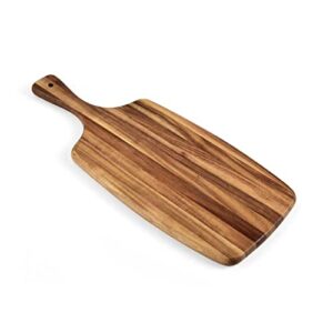 karryoung acacia wood cutting board with handle – wooden charcuterie board for bread, meat, fruits, cheese and serving，butcher block carving board for kitchen chopping，17 x 7 inch