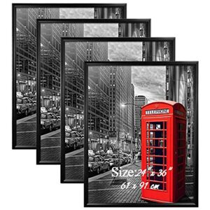 petaflop 4 pack 24×36 frame for pictures with plexiglass front, black poster frames for 24 x 36 inch wall art