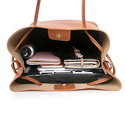 4pcs Set Chic Handbags Fashion Satchel Bags Shoulder Purses Wallet Top Handle Shopping Travel Work Bags (Black)