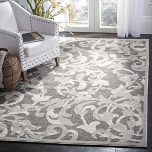 safavieh amherst collection 4′ x 6′ grey / light grey amt428c floral scroll non-shedding living room bedroom accent rug
