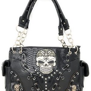 Texas West Women's Flora Candy Skull Concealed Carry Handbag Purse in Multi-color (Black)