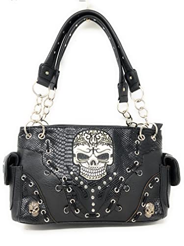 Texas West Women's Flora Candy Skull Concealed Carry Handbag Purse in Multi-color (Black)