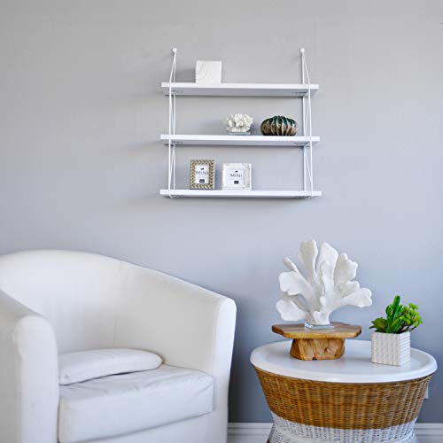 WELLAND 3-Tier Display Wall Shelf Storage Rack Wall Rack Holder Rack, White