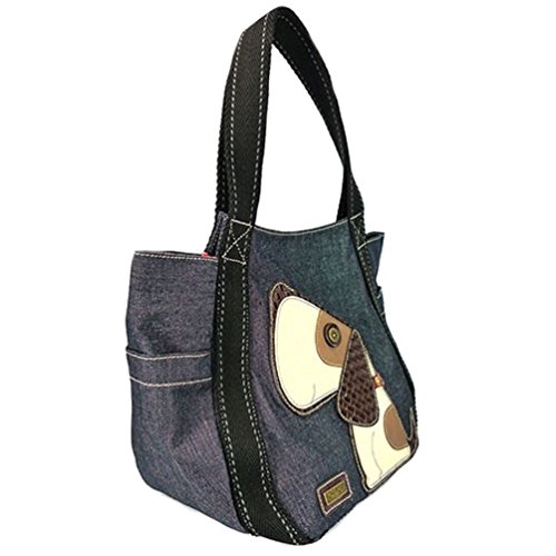 Chala Toffy Dog Carryall Zip Denim Tote Handbag, Dog Lovers Gift