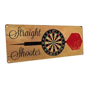 homebody accents straight shooter bulls eye metal sign, darts, game room, mancave, den