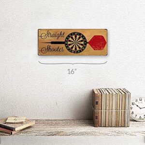 Homebody Accents Straight Shooter Bulls Eye Metal Sign, Darts, Game Room, Mancave, Den