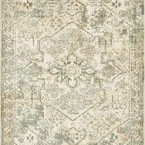 Unique Loom Tuareg Collection Vintage Distressed Traditional Center Medallion Area Rug, 8 x 10 ft, Cream/Slate Blue