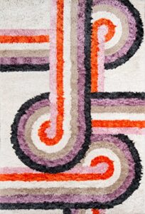 novogratz by momeni rugs retro collection turnstyle shag area rug, 2’3″ x 7’6″ runner, lavender