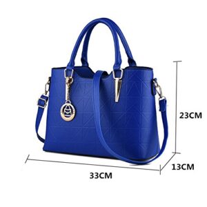 LIZHIGU Womens Leather Shoulder Bag Tote Purse Fashion Top Handle Satchel Handbags Royal Blue