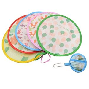 qlychee lovely foldable round fan random color handheld moon-shaped fan decoration gift 1 pc