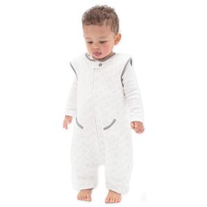 Tealbee DREAMSUIT: Toddler Sleep Sack with Feet 2T 3T - 1.2 TOG Four Season Baby Wearable Blanket for Walkers - Bamboo, Organic Cotton Sleeping Bag - Love Milk