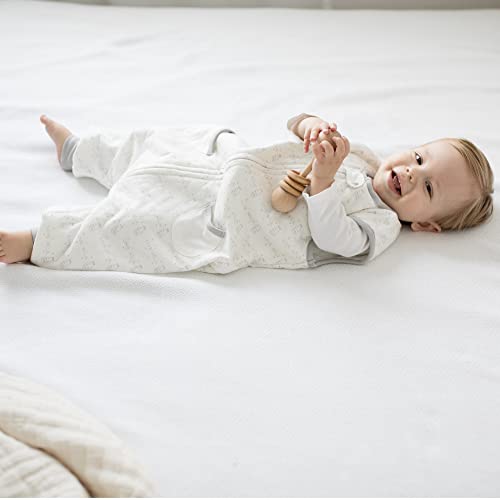 Tealbee DREAMSUIT: Toddler Sleep Sack with Feet 2T 3T - 1.2 TOG Four Season Baby Wearable Blanket for Walkers - Bamboo, Organic Cotton Sleeping Bag - Love Milk