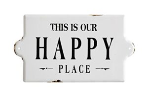 creative co-op distressed metal sentimental wall sign, “this is our happy place”