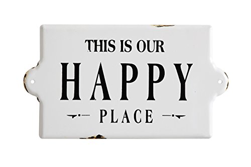 Creative Co-Op Distressed Metal Sentimental Wall Sign, “This is Our Happy Place”