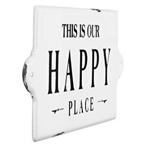 Creative Co-Op Distressed Metal Sentimental Wall Sign, “This is Our Happy Place”