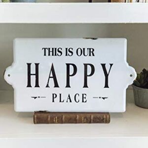 Creative Co-Op Distressed Metal Sentimental Wall Sign, “This is Our Happy Place”