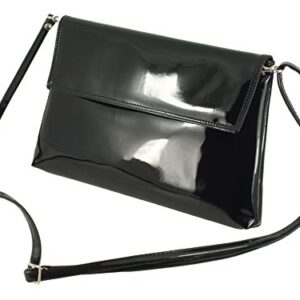 LONI Womens Charming Clutch Purse Shoulder Cross-body Bag Patent in black