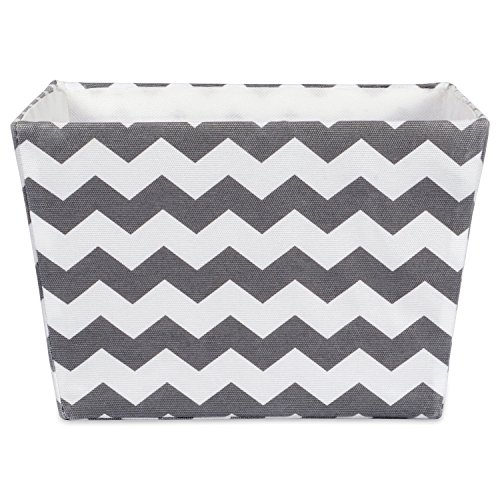 DII Hardsided Polyester Trapezoid Storage Bin, Chevron, Gray, Small