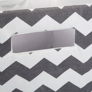 DII Hardsided Polyester Trapezoid Storage Bin, Chevron, Gray, Small