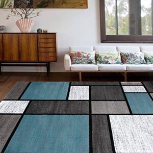 Contemporary Modern Boxes Area Rug 7' 10" X 10' 2" Blue/Gray