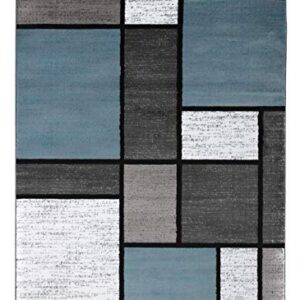 Contemporary Modern Boxes Area Rug 7' 10" X 10' 2" Blue/Gray