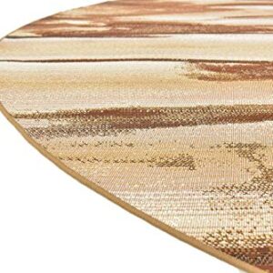 Unique Loom Outdoor Modern Collection Rustic, Contemporary, Landscape, Vintage, Indoor and Outdoor Area Rug (8' 0 x 8' 0 Round, Beige/Brown)