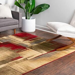 Unique Loom Barista Collection Modern, Abstract, Urban, Distressed, Rustic, Warm Colors Area Rug, 5 ft x 8 ft, Multi/Olive