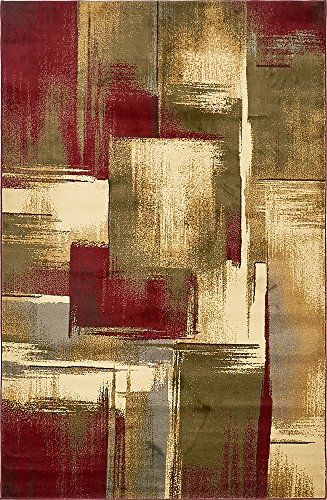 Unique Loom Barista Collection Modern, Abstract, Urban, Distressed, Rustic, Warm Colors Area Rug, 5 ft x 8 ft, Multi/Olive