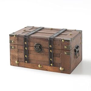 slpr alexander small wooden storage chest trunk | decorative wood box with lid | 11″ x 7″ x 5.5″