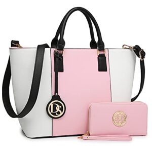 large tote bags vegan leather purses and handbags for women top handle ladies shoulder bags satchel hobo 2pcs set pink