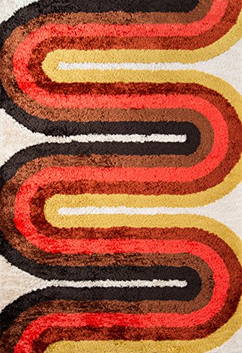 Novogratz by Momeni Novogratz Retro Collection Retro Wave Shag Area Rug, 3'6" x 5'6", Red