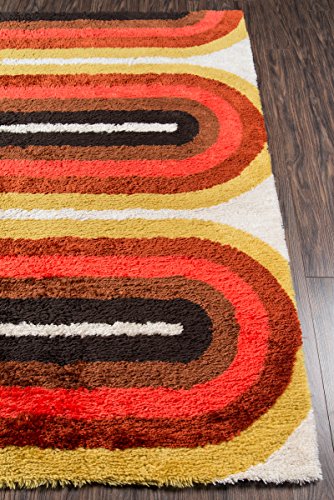 Novogratz by Momeni Novogratz Retro Collection Retro Wave Shag Area Rug, 3'6" x 5'6", Red