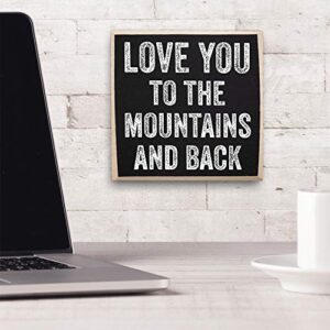 Love You to The Mountains - Small Wall Decor Wooden Sign - Rustic Wooden Sign - Farmhouse Home Decor - Great Must Haves Couples Bedroom Decor, Romantic Quotes, Love Signs for Home Decor, Gifts for Her