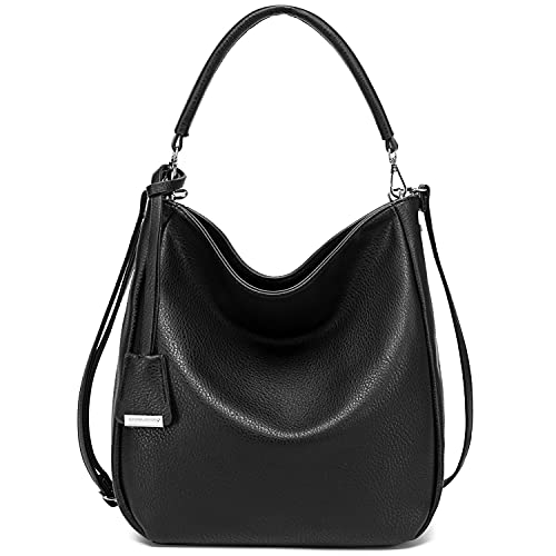 Handbags for Women Black Lightweight Compact Fashion Hobo Designer Boho Crossbody Ladies Purse Satchels Shoulder Bags Tote Vegan Leather School Porketbooks Bucket