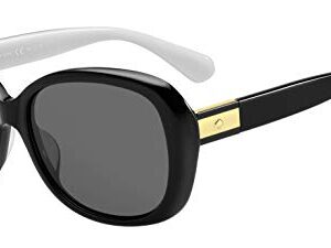 Kate Spade New York Women's Judyann Oval Sunglasses, Black Ivory/Gray Polarized, 56 mm