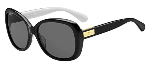 Kate Spade New York Women's Judyann Oval Sunglasses, Black Ivory/Gray Polarized, 56 mm