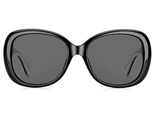 Kate Spade New York Women's Judyann Oval Sunglasses, Black Ivory/Gray Polarized, 56 mm