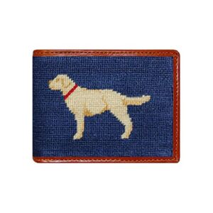 yellow lab needlepoint wallet in blue by smathers & branson