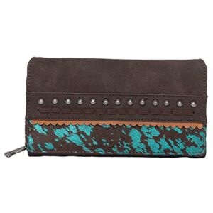 montana west womens leather wallet clutch western tooled studded w hair(coffee whipstitched trinity ranch leather)