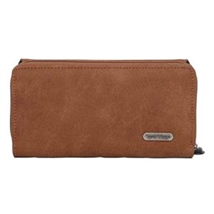 Montana West Womens Leather Wallet Clutch Western Tooled Studded w Hair(Coffee Whipstitched Trinity Ranch Leather)