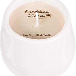 Pavilion Gift Company 77114 Plain Dandelion Always Wished for a Friend Like You White Ceramic Soy Serenity Scented Candle